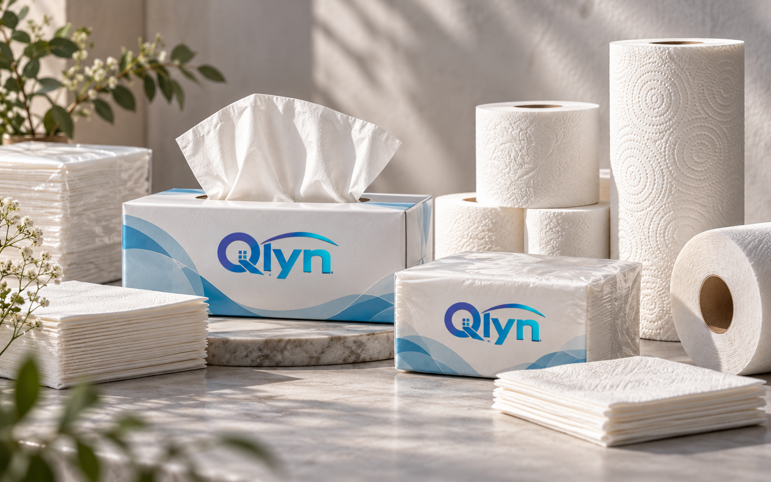 Qlyn tissue and paper products